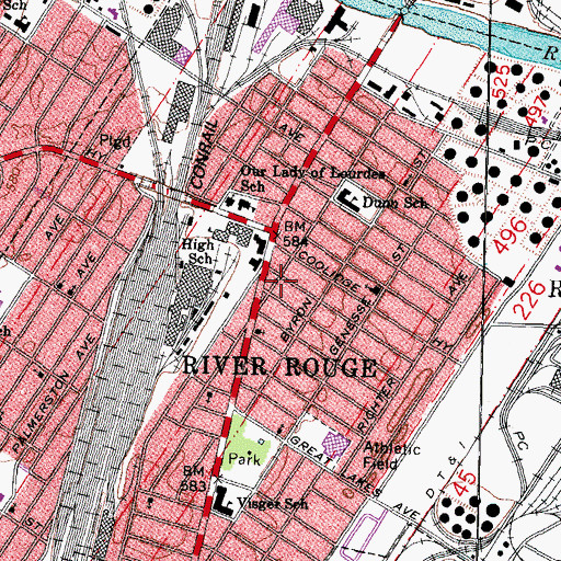 Topographic Map of River Rouge Post Office, MI