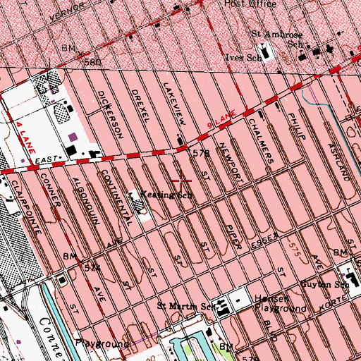 Topographic Map of Riverbend Plaza Shopping Center, MI