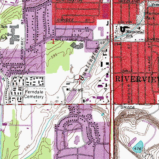 Topographic Map of Riverview Fire Department, MI