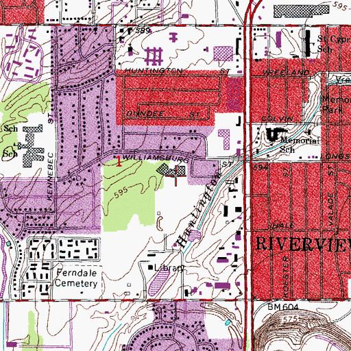 Topographic Map of Riverview Police Department, MI