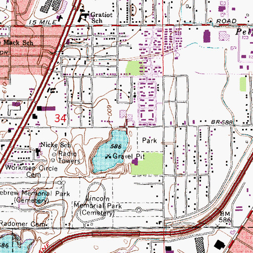 Topographic Map of Robbie Hall Parker School, MI