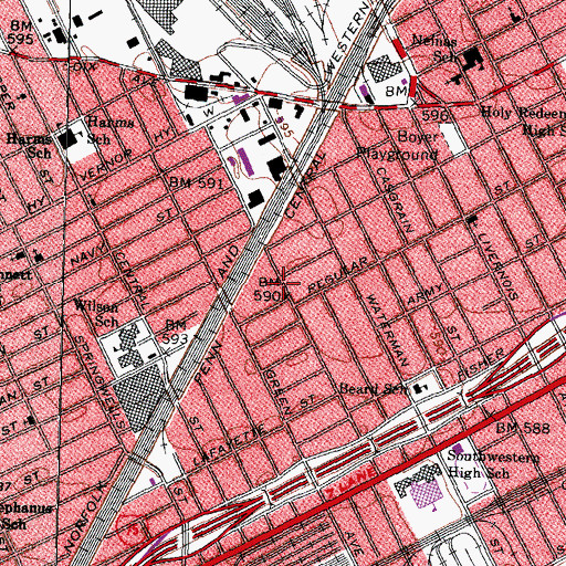 Topographic Map of Roberto Clemente Academy, MI