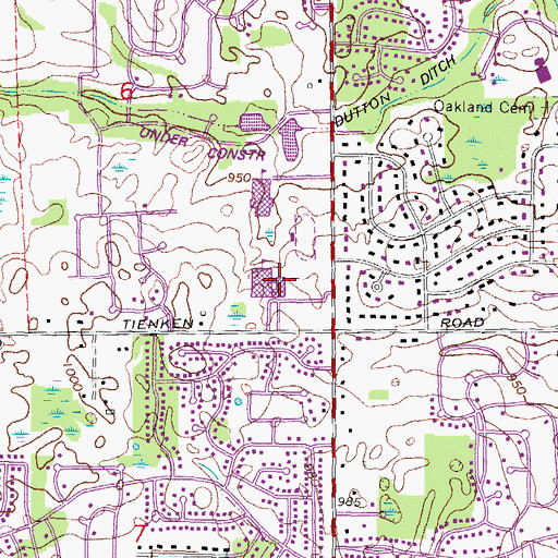 Topographic Map of Rochester Adams High School, MI