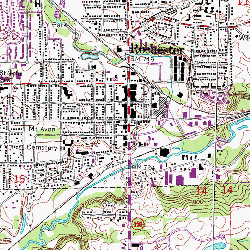 Topographic Map of Rochester Chamber of Commerce, MI