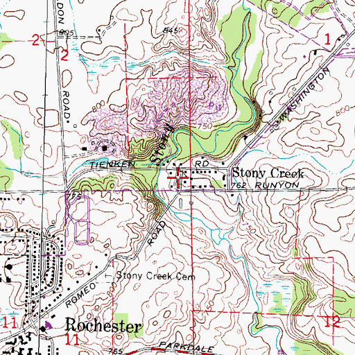 Topographic Map of Rochester Hills Museum at Van Hoosen Farm, MI