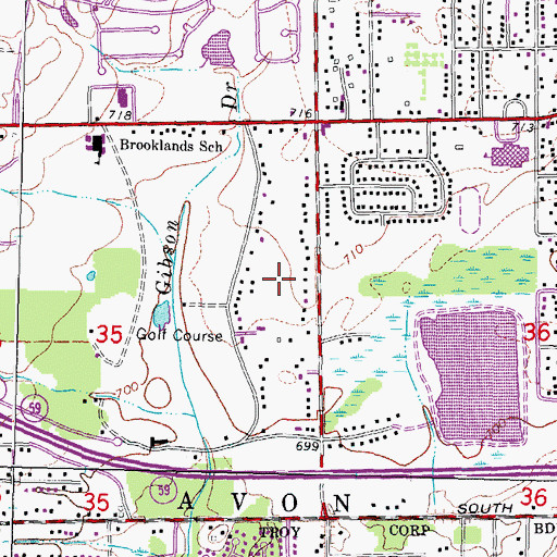 Topographic Map of Rochester Hills Retail Center Shopping Center, MI