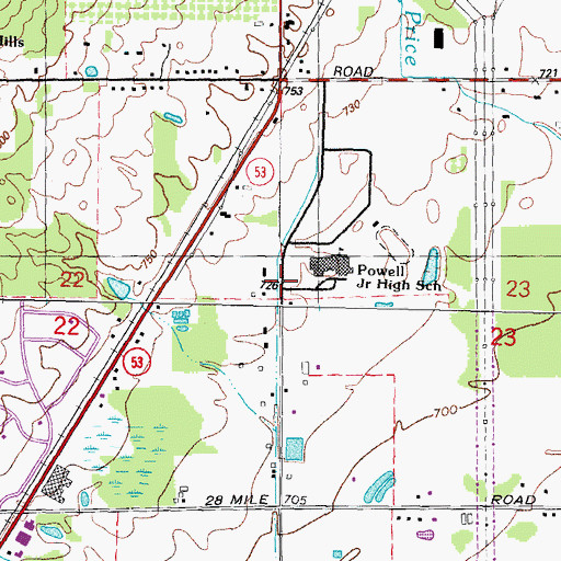 Topographic Map of Romeo Engineering Technology Center, MI