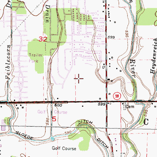 Topographic Map of Romeo-Plank Plaza Shopping Center, MI