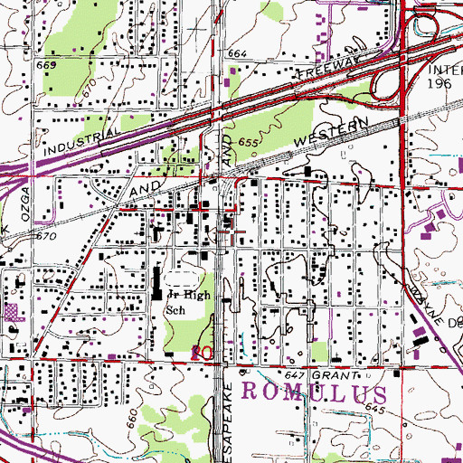 Topographic Map of Romulus Historical Museum, MI
