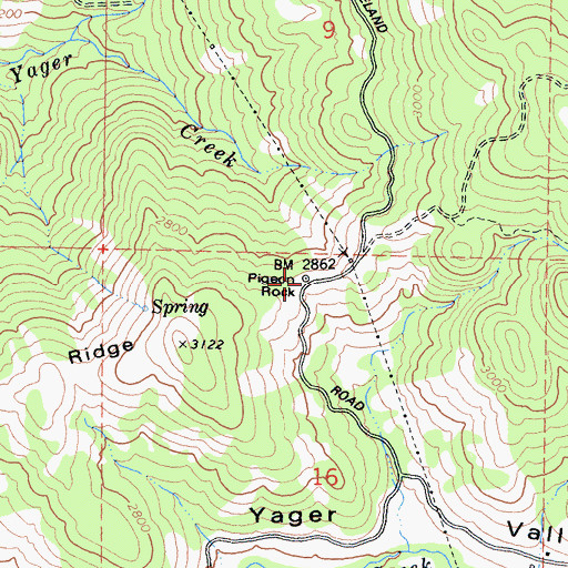 Topographic Map of Pigeon Rock, CA