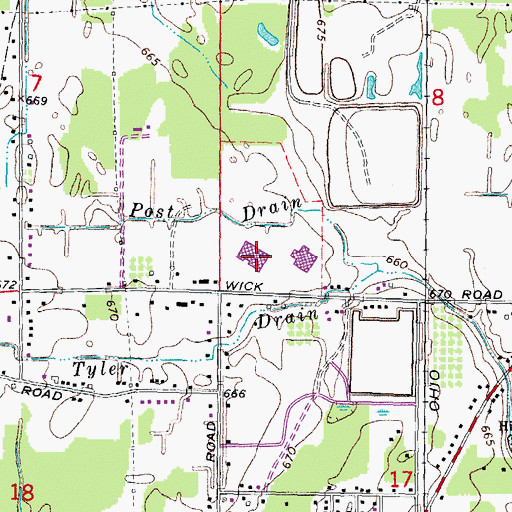 Topographic Map of Romulus North Junior High School, MI