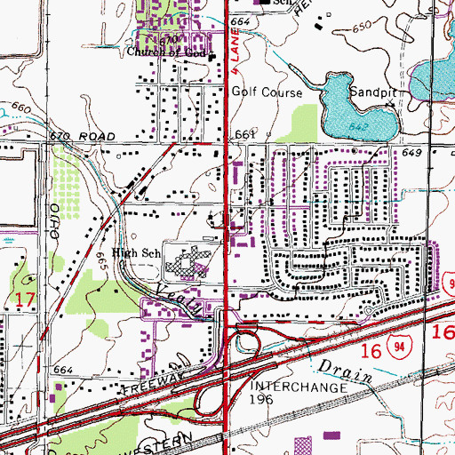 Topographic Map of Romulus Senior High School, MI