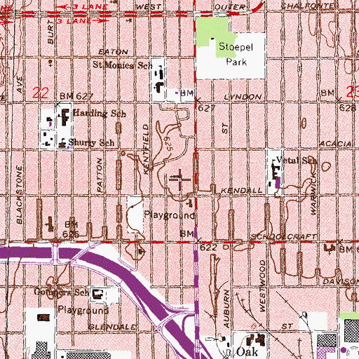 Topographic Map of Rosedale Park Baptist Church, MI