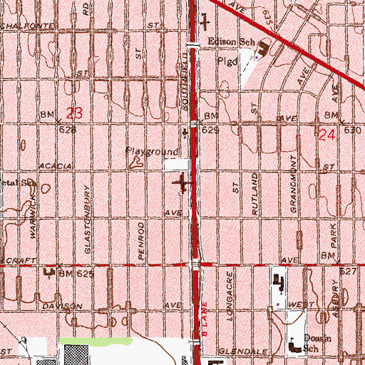 Topographic Map of Rosedale Park Cooperative School, MI