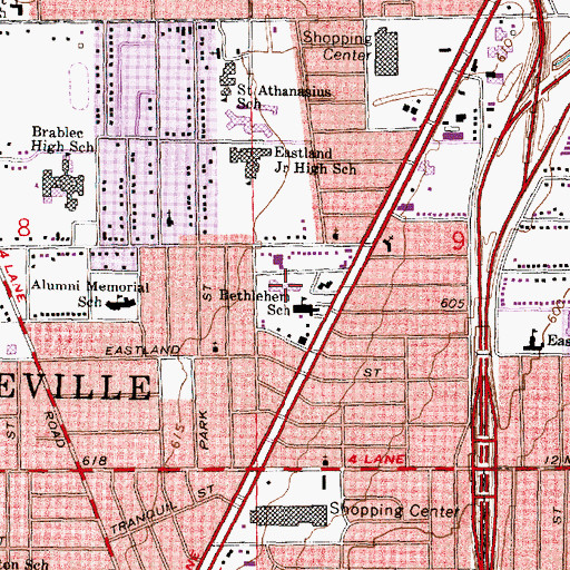 Topographic Map of Roseville Civic Center, MI