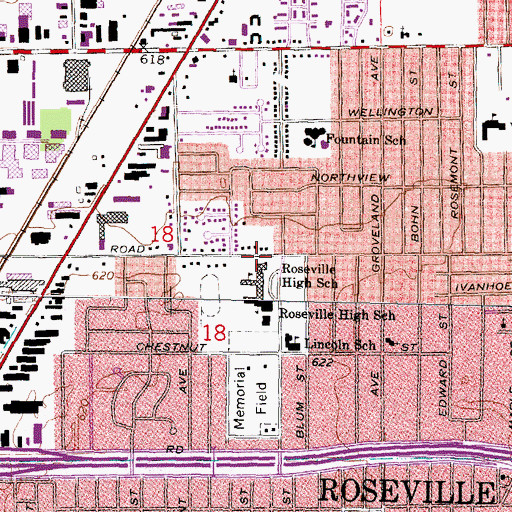 Topographic Map of Roseville Junior High School, MI