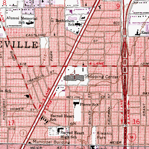 Topographic Map of Roseville Plaza Shopping Center, MI