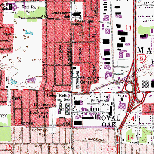Topographic Map of Royal Madison Plaza Shopping Center, MI