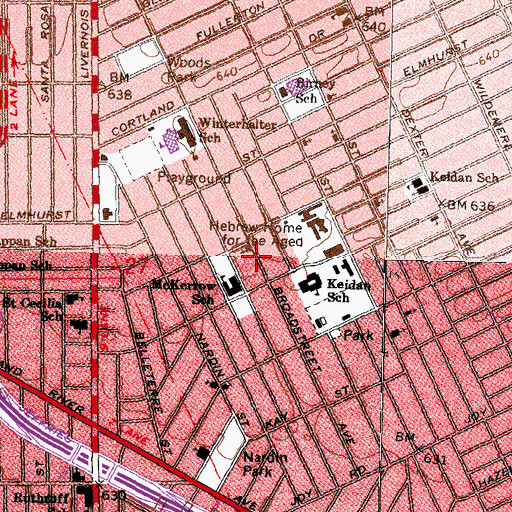 Topographic Map of Russell Woods Church of Christ, MI