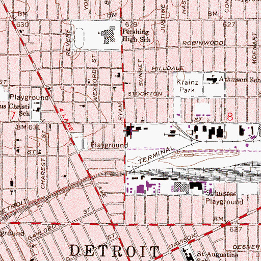 Topographic Map of Ryan Correctional Facility, MI