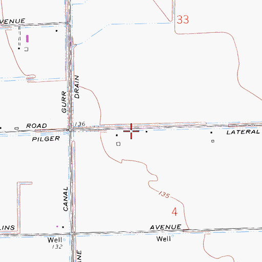 Topographic Map of Pilger Lateral, CA