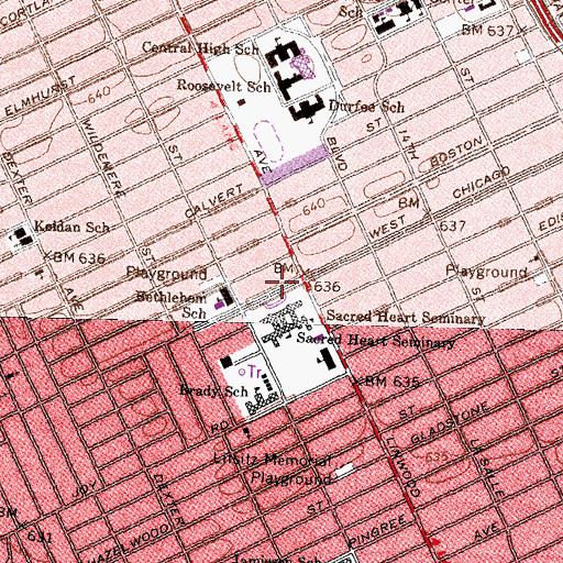 Topographic Map of Sacred Heart Major Seminary, MI