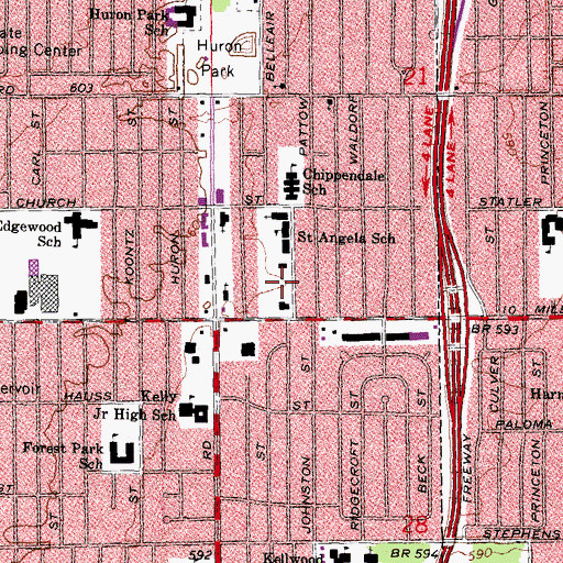 Topographic Map of Saint Angela Church, MI
