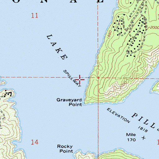 Topographic Map of Lake Pillsbury, CA