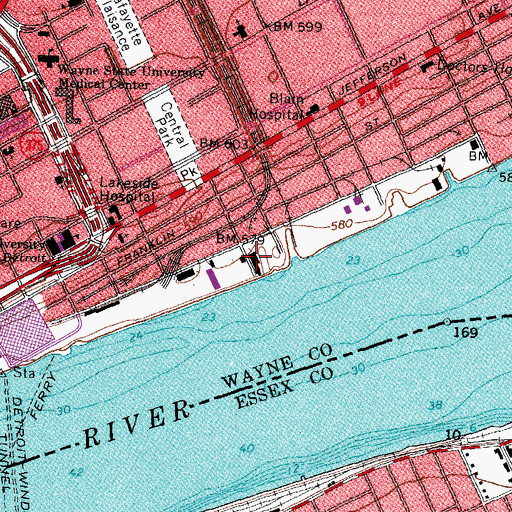 Topographic Map of Saint Aubin Marina, MI