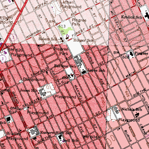 Topographic Map of Saint Augustine and Saint Monica Church, MI