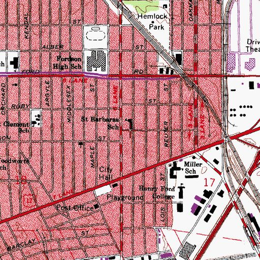 Topographic Map of Saint Barbara's Church, MI