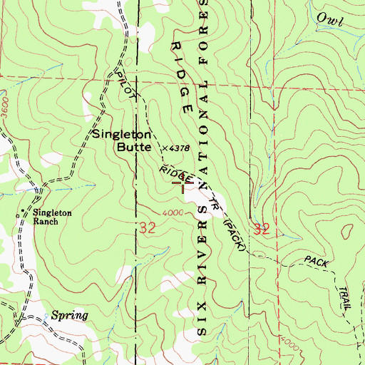 Topographic Map of Pilot Ridge Trail, CA
