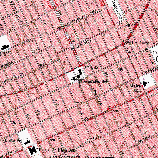 Topographic Map of Saint Clare of Montefalco School, MI