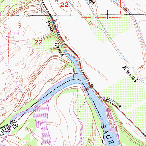 Topographic Map of Pine Creek, CA