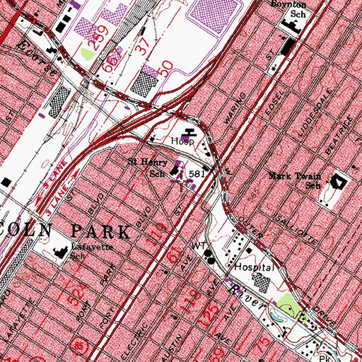 Topographic Map of Saint Henry's Church, MI
