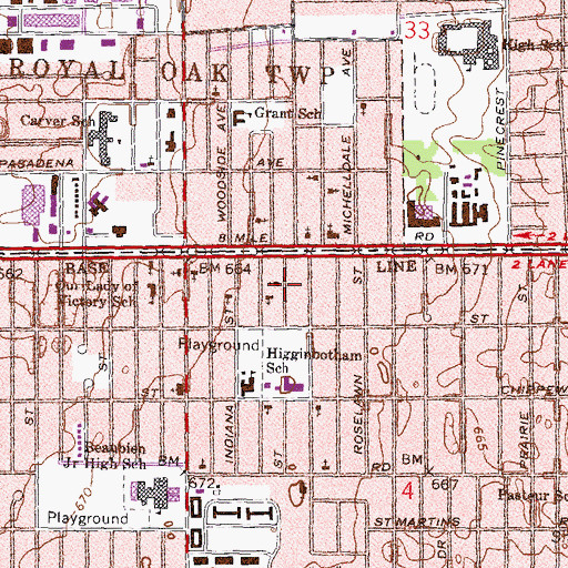 Topographic Map of House of Miracles Church of God in Christ, MI