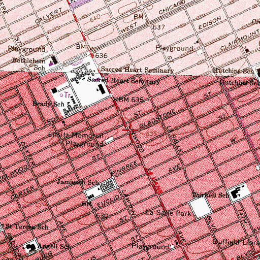 Topographic Map of Huggins Community African Methodist Episcopal Church, MI