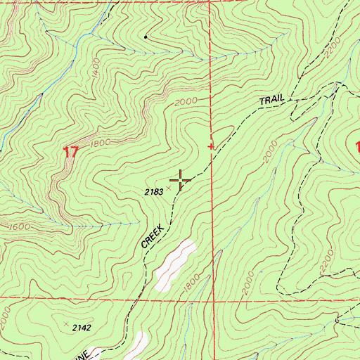 Topographic Map of Pine Creek Trail, CA