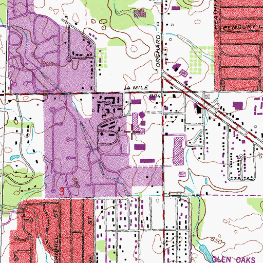 Topographic Map of Hunter's Square Shopping Center, MI