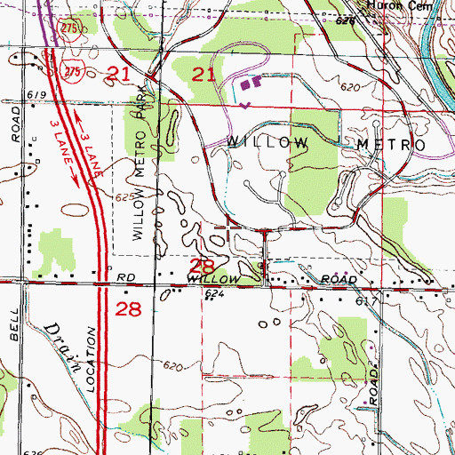Topographic Map of Huron Community Center, MI