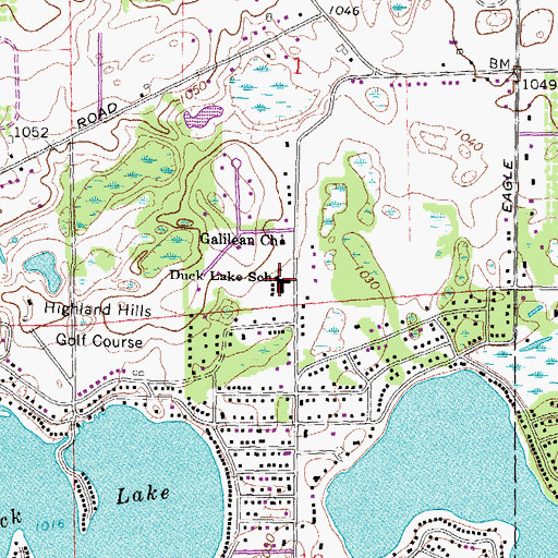 Topographic Map of Huron Valley Adult Education School, MI