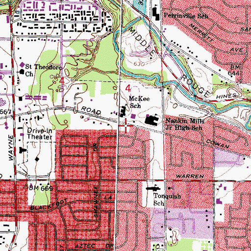 Topographic Map of Huron Valley Lutheran High School, MI