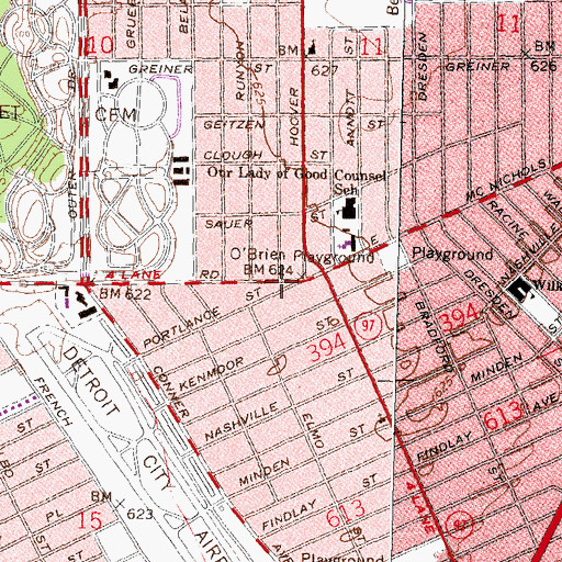 Topographic Map of Iconium Missionary Baptist Church, MI