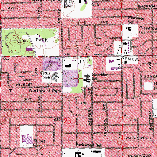 Topographic Map of IGA - Inkster Center Shopping Center, MI