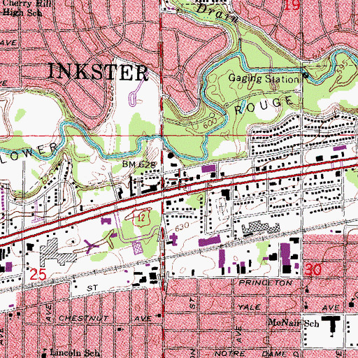Topographic Map of Inkster Court House, MI
