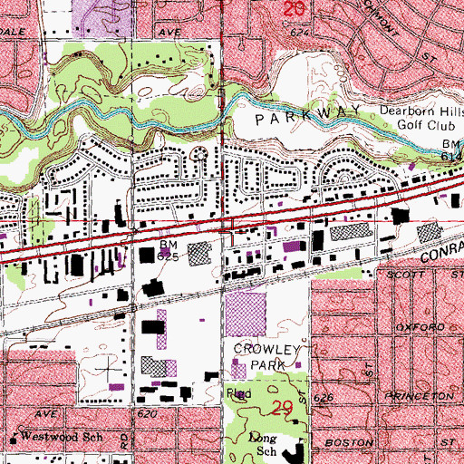 Topographic Map of Inkster Police Headquarters, MI