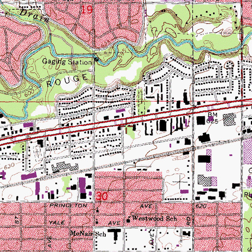 Topographic Map of Inkster Police Department, MI
