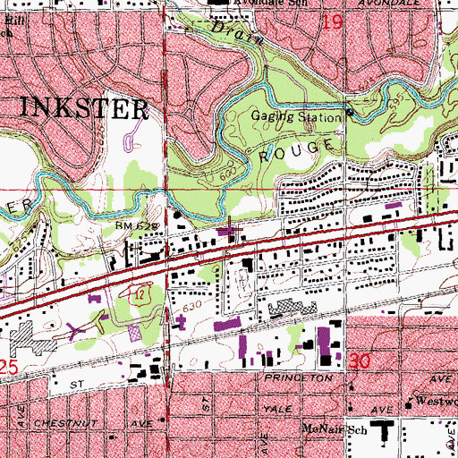 Topographic Map of Inkster Post Office, MI