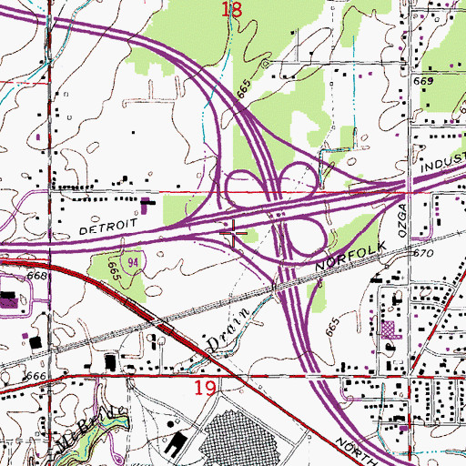 Topographic Map of Interchange 194A, MI