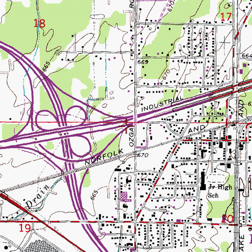 Topographic Map of Interchange 194B, MI